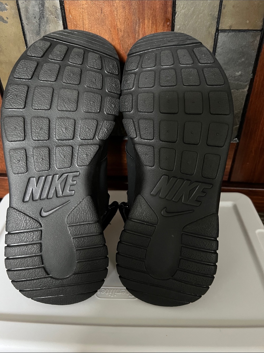 Nike Black Sandal-Strap Slide with White Logo - Picture 3 of 5